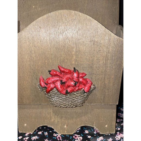 Red Chili Peppers Wall Hanging Hand Painted Ceramic Wood Home Decor Kitchen Mail - Picture 5 of 5